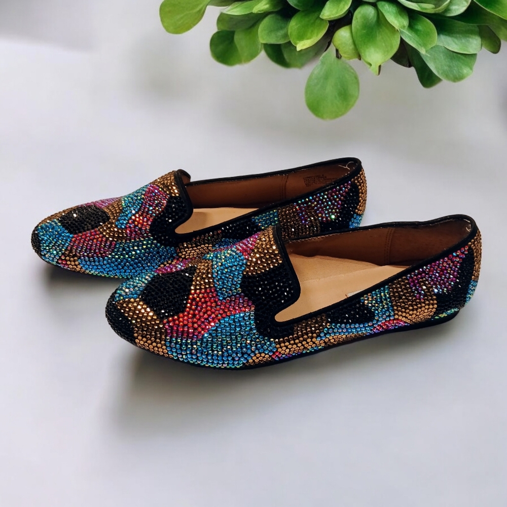 Steve Madden Concord Size 8 Multi-colored Rhinestone Flats - Picture 11 of 16